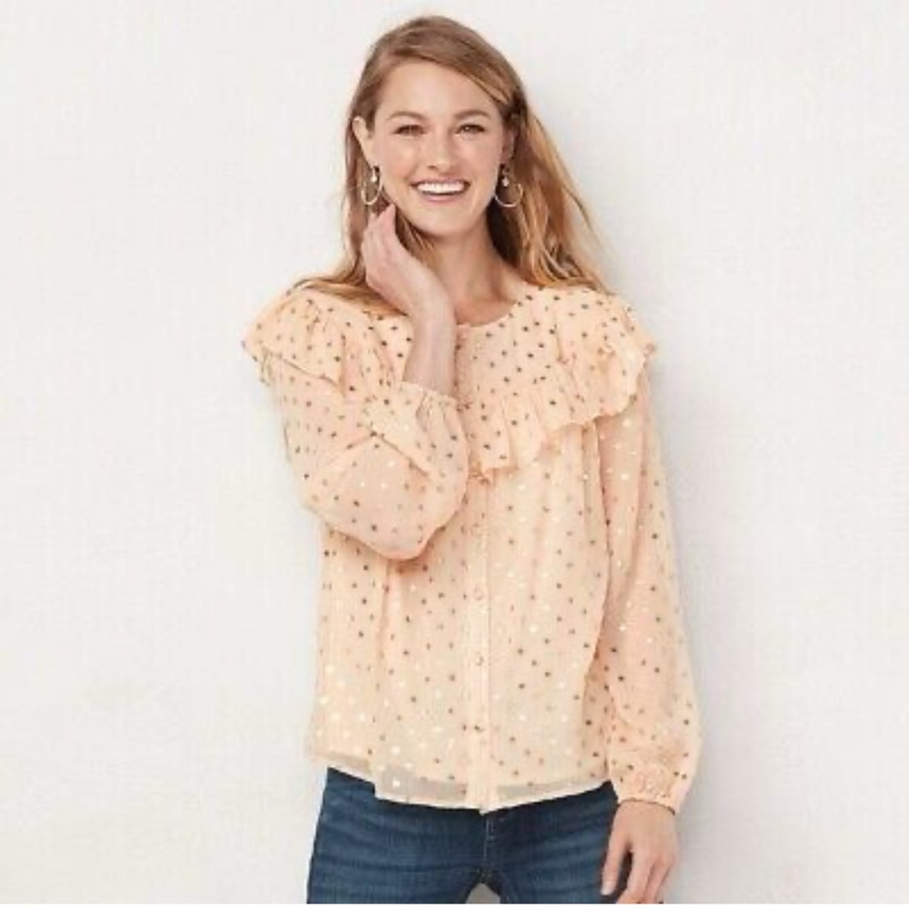 Peach Ruffle Blouse Lauren Conrad Size Claro